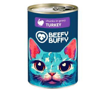 BEEFY BUFFY хапки в сос с пуешко за котки, 415 г